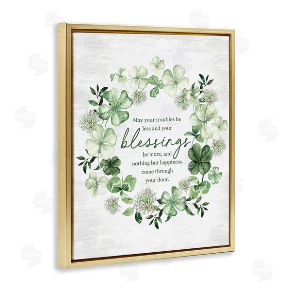 Stupell Industries Lettered And Lined | Clover Wreath Blessing