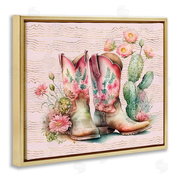 Stupell Industries Lettered And Lined | Country Boots With Cacti