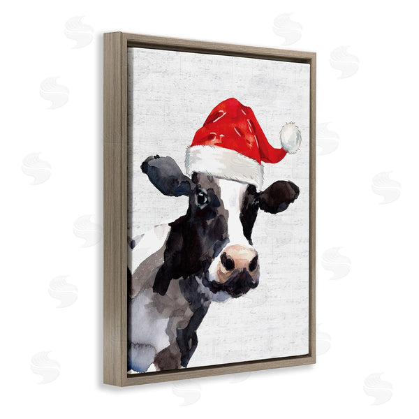 Stupell Industries Lettered And Lined | Country Cow Santa Clause Hat