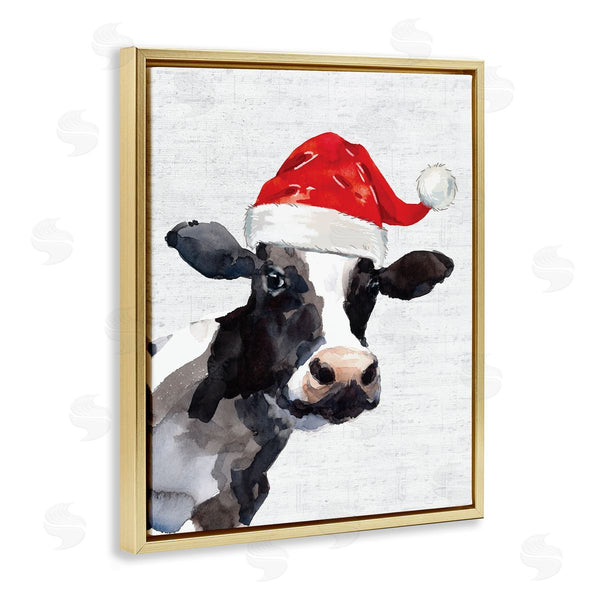 Stupell Industries Lettered And Lined | Country Cow Santa Clause Hat