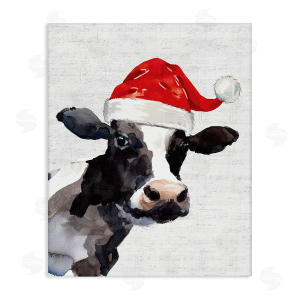 stupell industries Lettered and Lined | Country Cow Santa Clause Hat