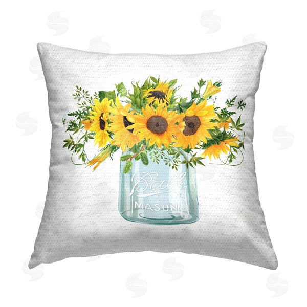 Stupell Industries Lettered And Lined | Country Sunflower Blossoms Printed Throw Pillow