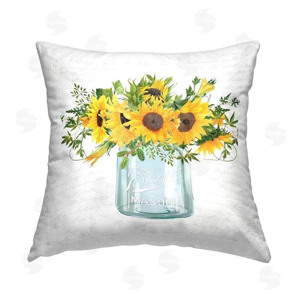 stupell industries Lettered and Lined | Country Sunflower Blossoms Printed Throw Pillow