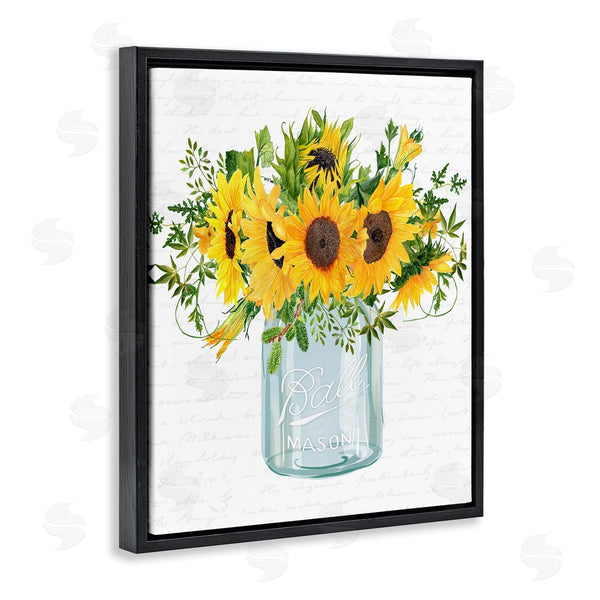 Stupell Industries Lettered And Lined | Country Sunflowers Bouquet Vintage Script Text Pattern Wall Art