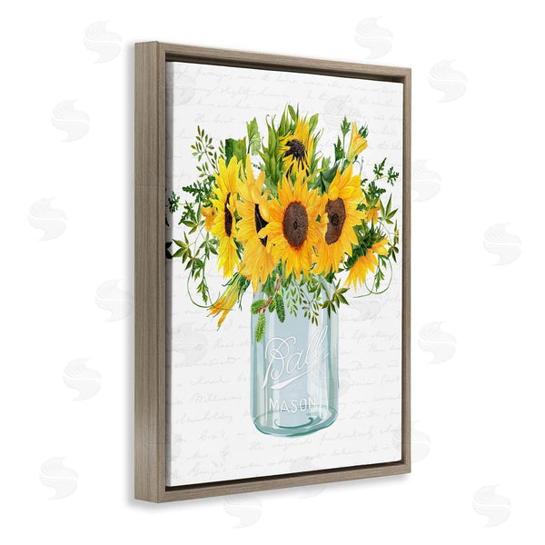 Stupell Industries Lettered And Lined | Country Sunflowers Bouquet Vintage Script Text Pattern Wall Art