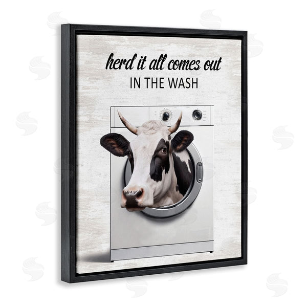 Stupell Industries Lettered And Lined | Cow & Washing Machine