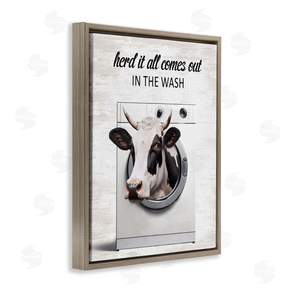 Stupell Industries Lettered And Lined | Cow & Washing Machine