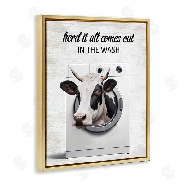 Stupell Industries Lettered And Lined | Cow & Washing Machine