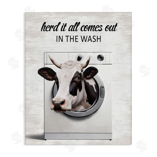 stupell industries Lettered and Lined | Cow & Washing Machine