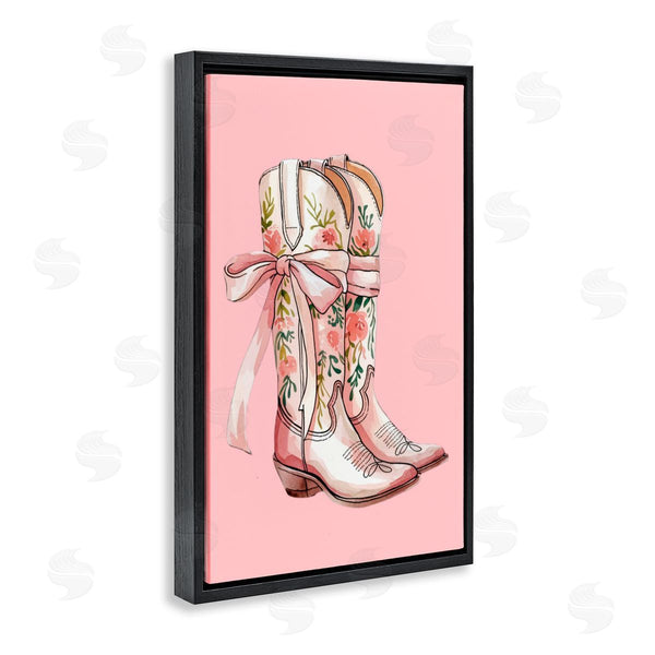 Stupell Industries Lettered And Lined | Cowgirl Boots With Neutral Ribbon