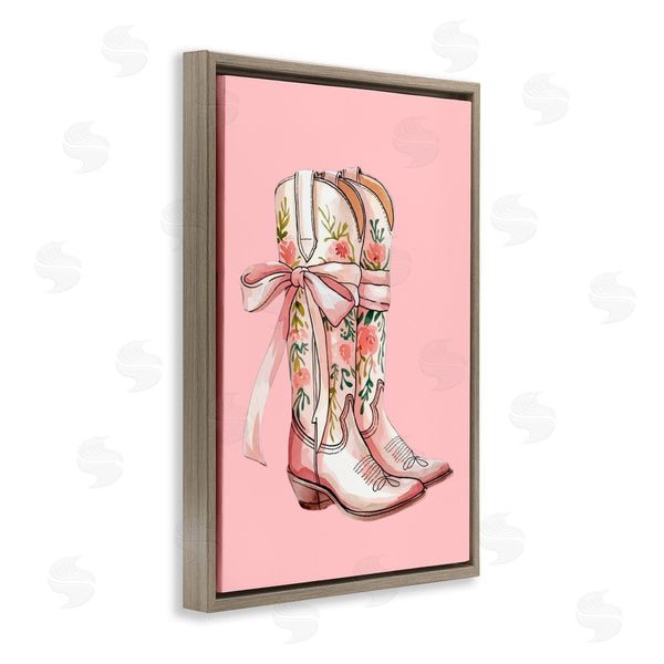 Stupell Industries Lettered And Lined | Cowgirl Boots With Neutral Ribbon
