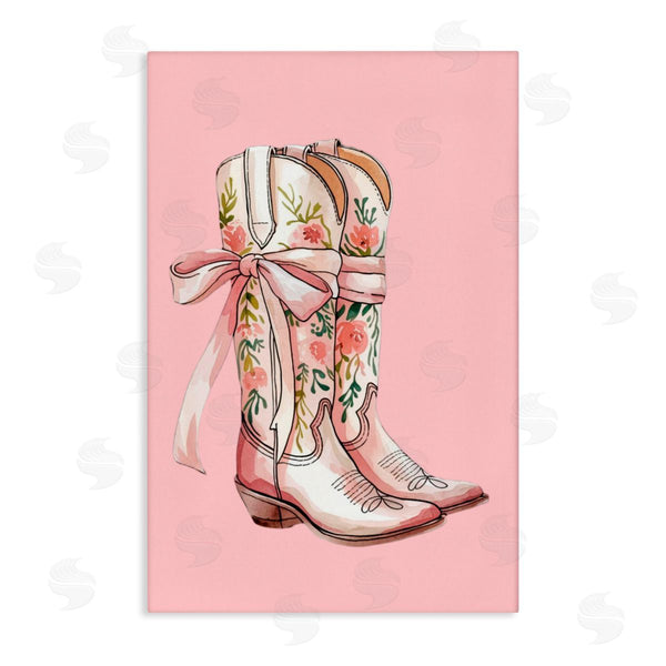 stupell industries Lettered and Lined | Cowgirl Boots with Neutral Ribbon