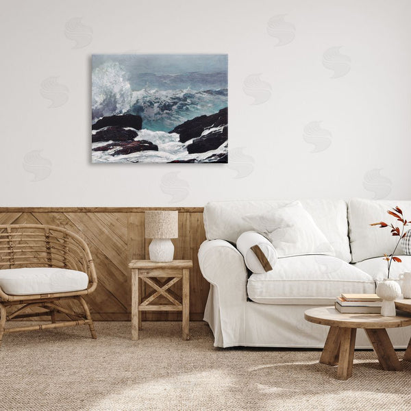 Stupell Industries Lettered And Lined | Crashing Waves Ocean Rocks Cliffs Rough Waters Wall Art