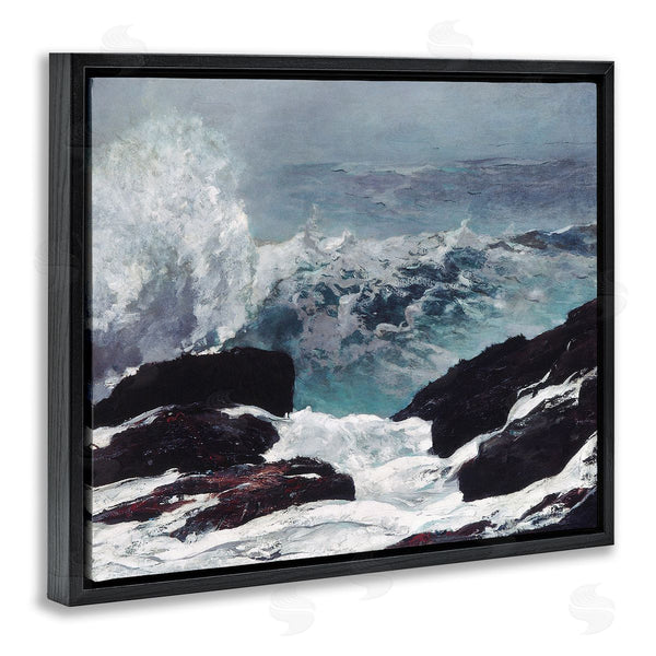 Stupell Industries Lettered And Lined | Crashing Waves Ocean Rocks Cliffs Rough Waters Wall Art