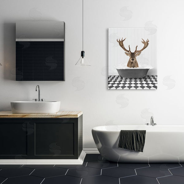 Stupell Industries Lettered And Lined | Deer In Vintage Bathroom Wall Art