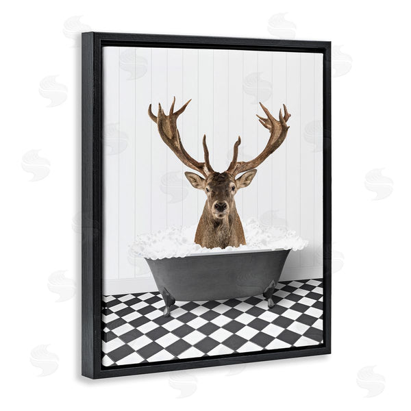 Stupell Industries Lettered And Lined | Deer In Vintage Bathroom Wall Art