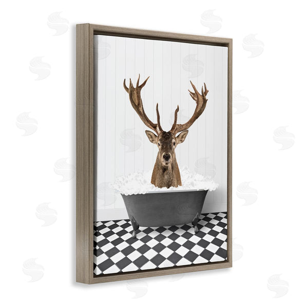 Stupell Industries Lettered And Lined | Deer In Vintage Bathroom Wall Art