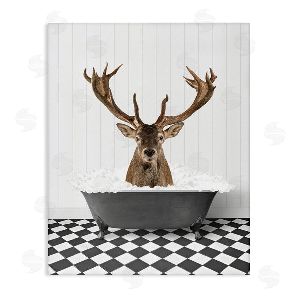 stupell industries Lettered and Lined | Deer in Vintage Bathroom Wall Art