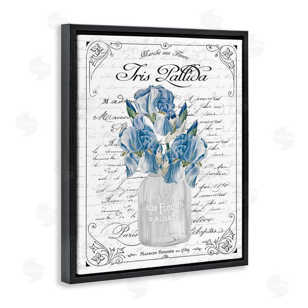 Stupell Industries Lettered And Lined | Delicate Iris Flower Bouquet Ornate French Script Border Wall Art
