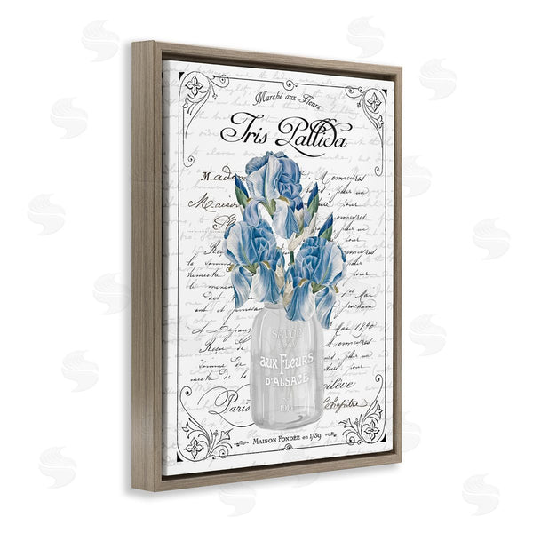 Stupell Industries Lettered And Lined | Delicate Iris Flower Bouquet Ornate French Script Border Wall Art