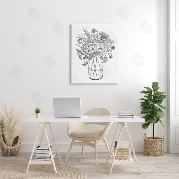 Stupell Industries Lettered And Lined | Detailed Varied Flower Bouquet Blossoming Wildflower Blooms Wall Art