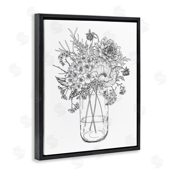 Stupell Industries Lettered And Lined | Detailed Varied Flower Bouquet Blossoming Wildflower Blooms Wall Art