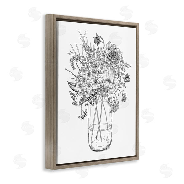 Stupell Industries Lettered And Lined | Detailed Varied Flower Bouquet Blossoming Wildflower Blooms Wall Art