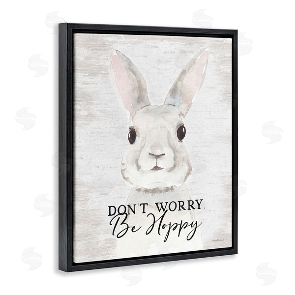 Stupell Industries Lettered And Lined | Don't Worry Be Hoppy Easter Bunny Rabbit Pun Wall Art