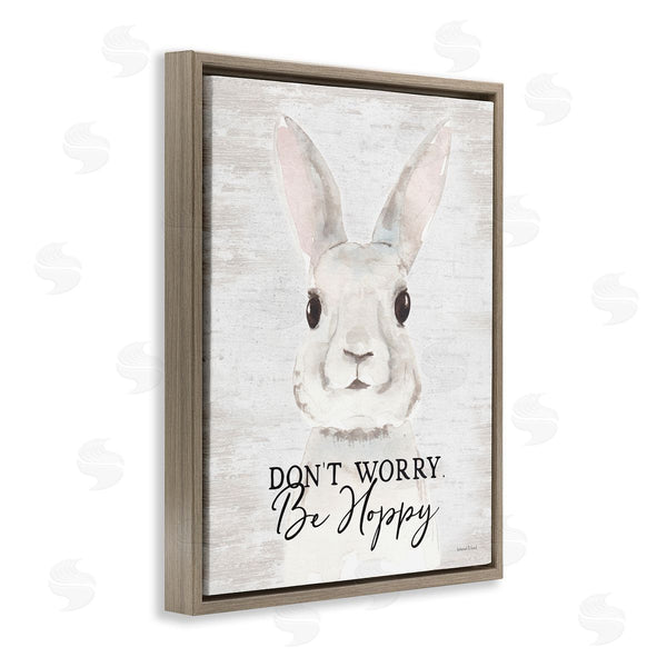 Stupell Industries Lettered And Lined | Don't Worry Be Hoppy Easter Bunny Rabbit Pun Wall Art