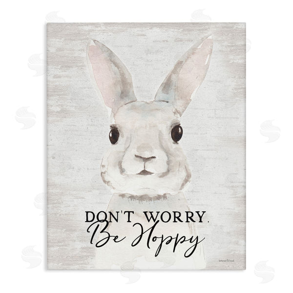 stupell industries Lettered and Lined | Don't Worry Be Hoppy Easter Bunny Rabbit Pun Wall Art
