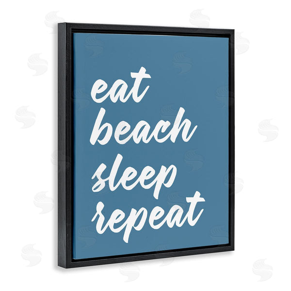 Stupell Industries Lettered And Lined | Eat Beach Sleep Repeat Blue Script Phrase Wall Art