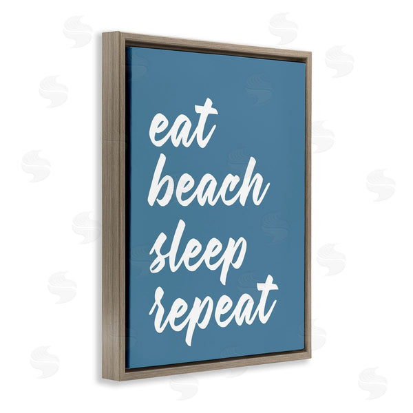 Stupell Industries Lettered And Lined | Eat Beach Sleep Repeat Blue Script Phrase Wall Art