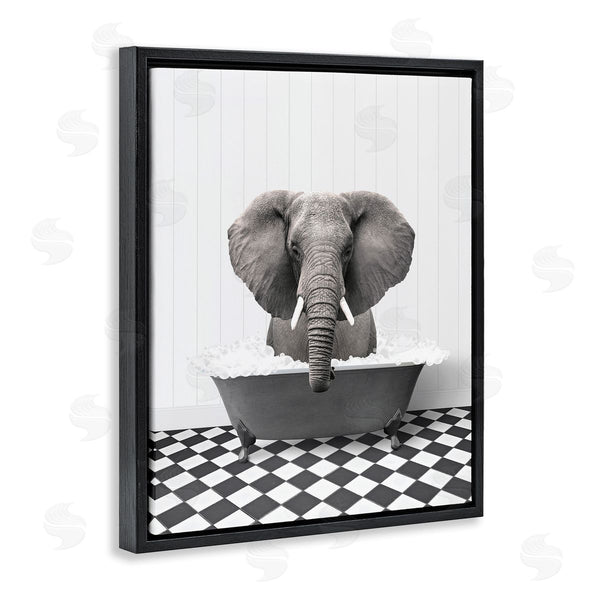 Stupell Industries Lettered And Lined | Elephant Bathing In Tub Wall Art