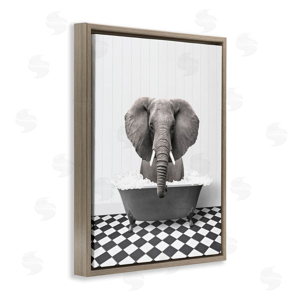 Stupell Industries Lettered And Lined | Elephant Bathing In Tub Wall Art