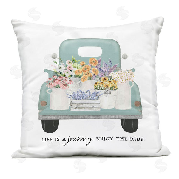 Stupell Industries Lettered And Lined | Enjoy Ride Floral Truck Printed Throw Pillow