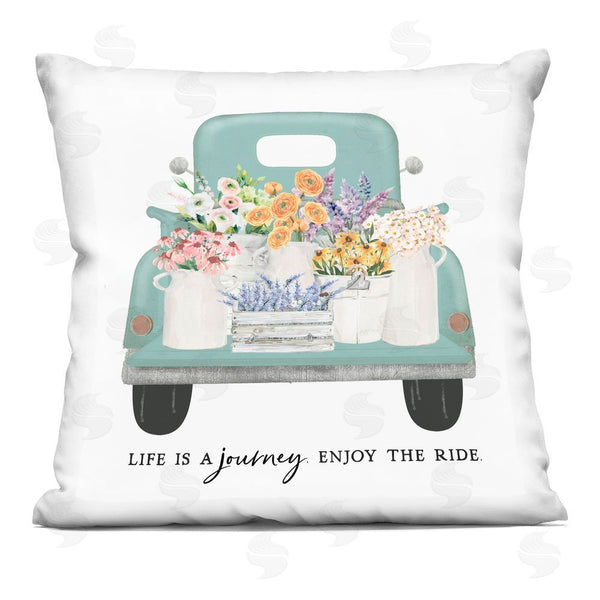 stupell industries Lettered and Lined | Enjoy Ride Floral Truck Printed Throw Pillow