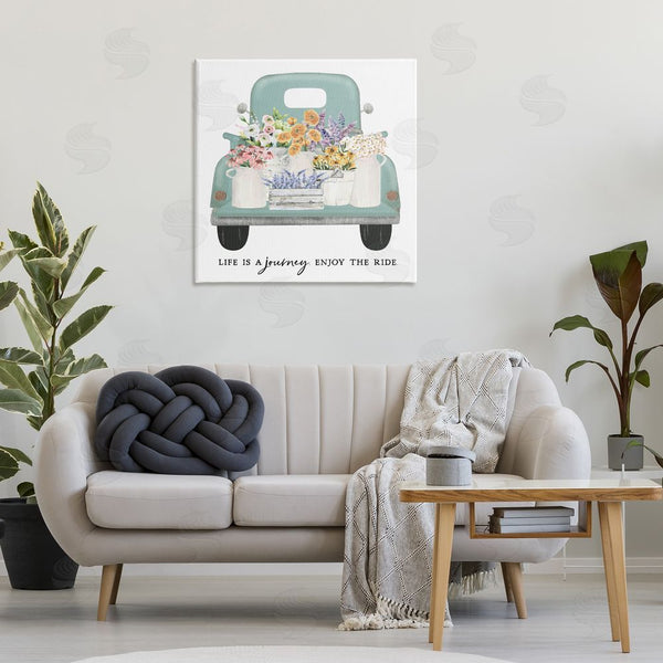 Stupell Industries Lettered And Lined | Enjoy Ride Floral Truck Wall Art