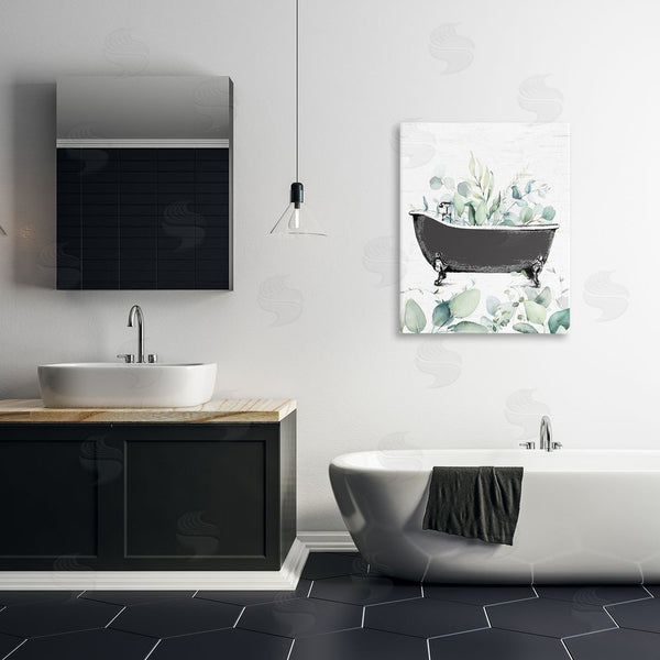 Stupell Industries Lettered And Lined | Eucalyptus Leaves Bathtub Wall Art