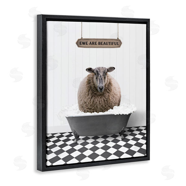 Stupell Industries Lettered And Lined | Ewe Are Beautiful Bathroom Wall Art