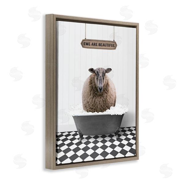 Stupell Industries Lettered And Lined | Ewe Are Beautiful Bathroom Wall Art