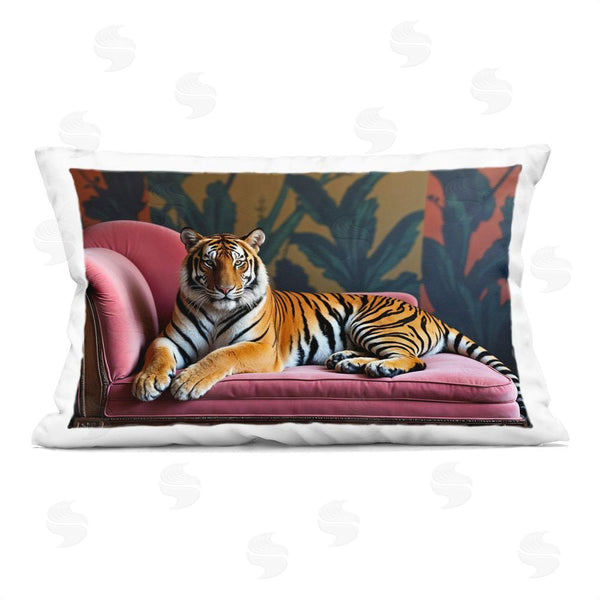 stupell industries Lettered and Lined | Exotic Tiger Lounging Printed Throw Pillow