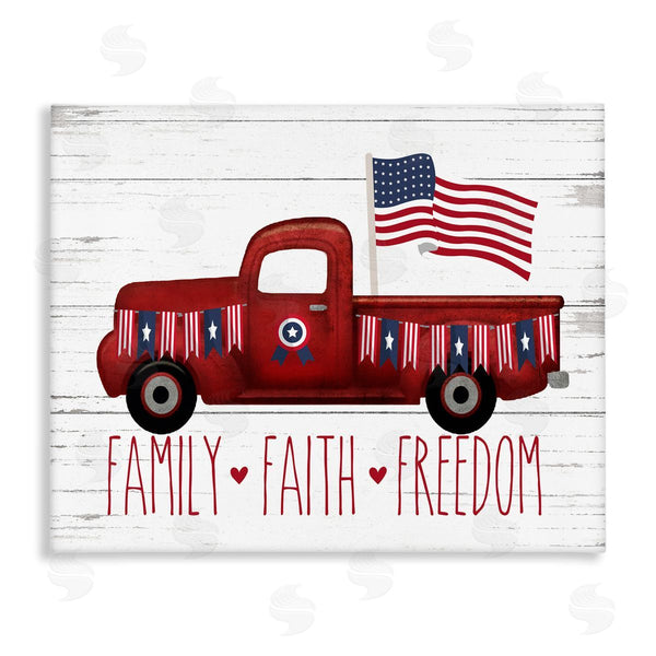 stupell industries Lettered and Lined | Faith Family Freedom Patriotic Truck