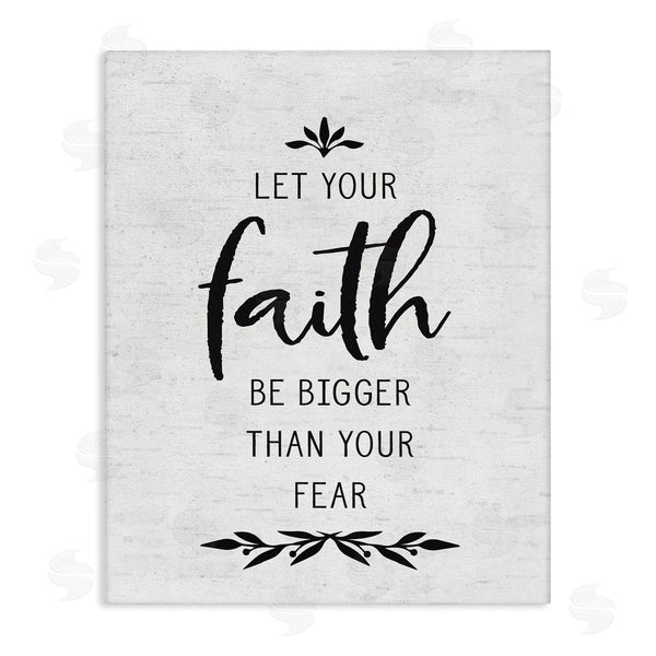 stupell industries Lettered and Lined | Faith Over Fear Rustic Birch Pattern Botanical Motif Wall Art