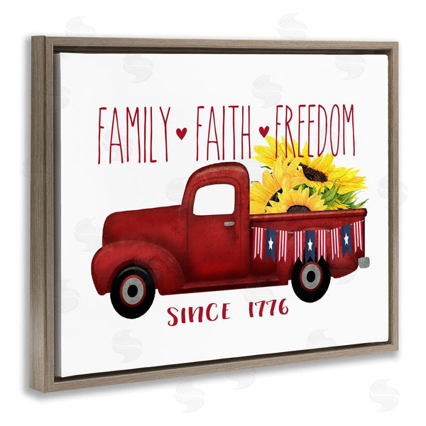 Stupell Industries Lettered And Lined | Family Faith Freedom Country Truck