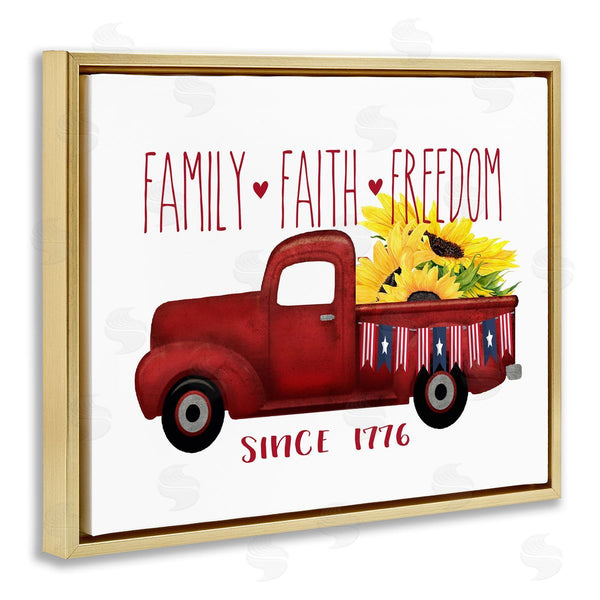 Stupell Industries Lettered And Lined | Family Faith Freedom Country Truck