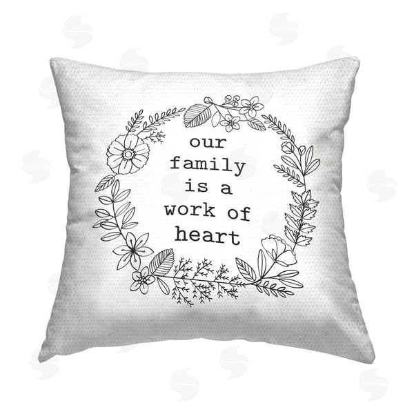Stupell Industries Lettered And Lined | Family Is A Work Of Heart Printed Throw Pillow