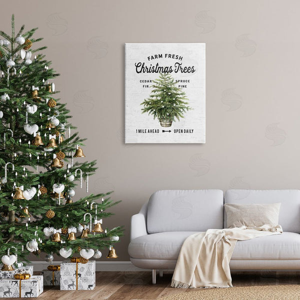 Stupell Industries Lettered And Lined | Farm Fresh Fir & Pine Christmas Advertisement Sign Wall Art