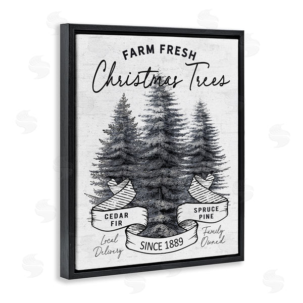 Stupell Industries Lettered And Lined | Farm Fresh Pine & Fir Trees Vintage Holiday Advertisement Wall Art