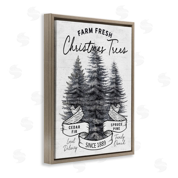 Stupell Industries Lettered And Lined | Farm Fresh Pine & Fir Trees Vintage Holiday Advertisement Wall Art