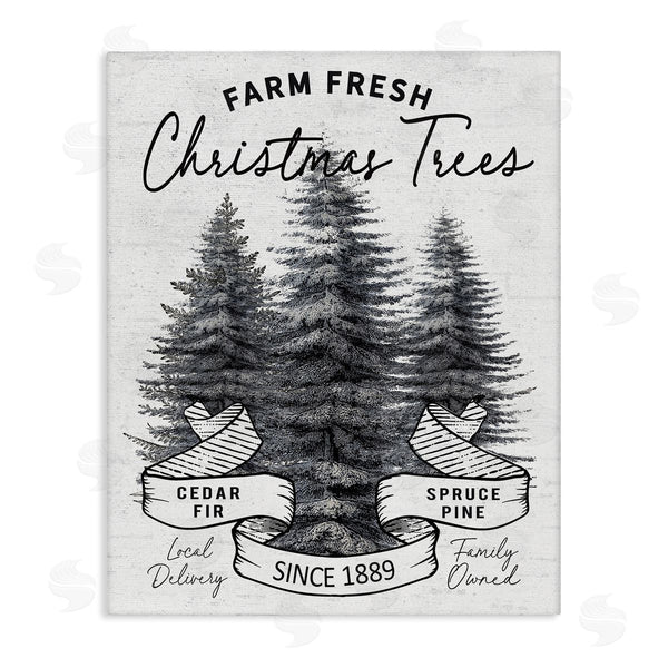 stupell industries Lettered and Lined | Farm Fresh Pine & Fir Trees Vintage Holiday Advertisement Wall Art